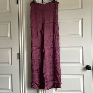 Zara Mauve Silky Wide Leg Floral Pant